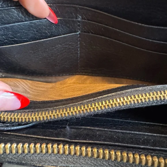 Chloe Lily Black Leather Wallet with Gold Bow